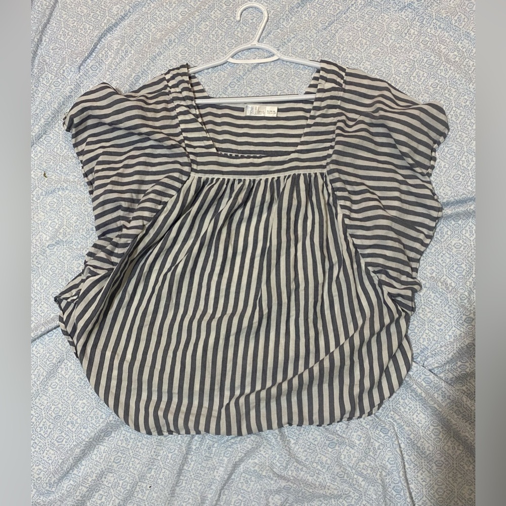 Time and Tru Black and White Striped Blouse